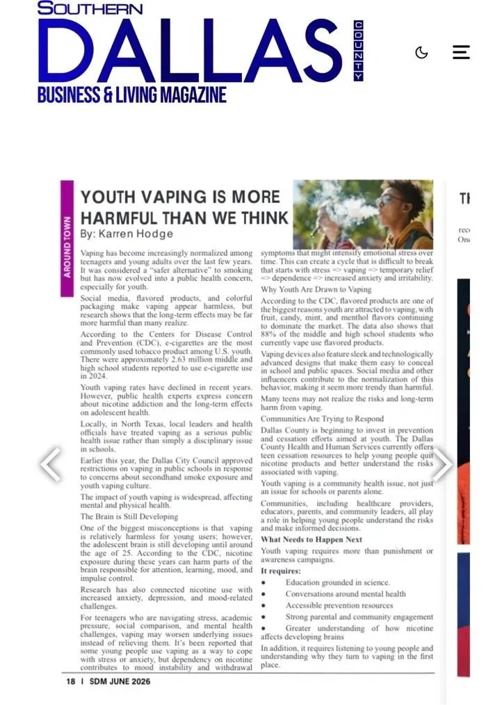 Article page from Southern Dallas Business & Living Magazine